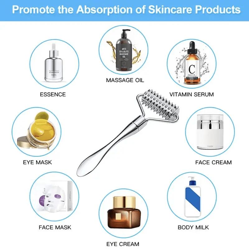 2-Piece Stainless Steel Facial Roller Massager / Blackhead Remover Set - Face and Neck Skincare Tools
