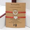 1 Pair Mother Daughter Bracelet Adjustable Woven Rope Casual Geometric All-match Decoration Back to School Gifts Hollow Love Heart Mommy Card Jewelry
