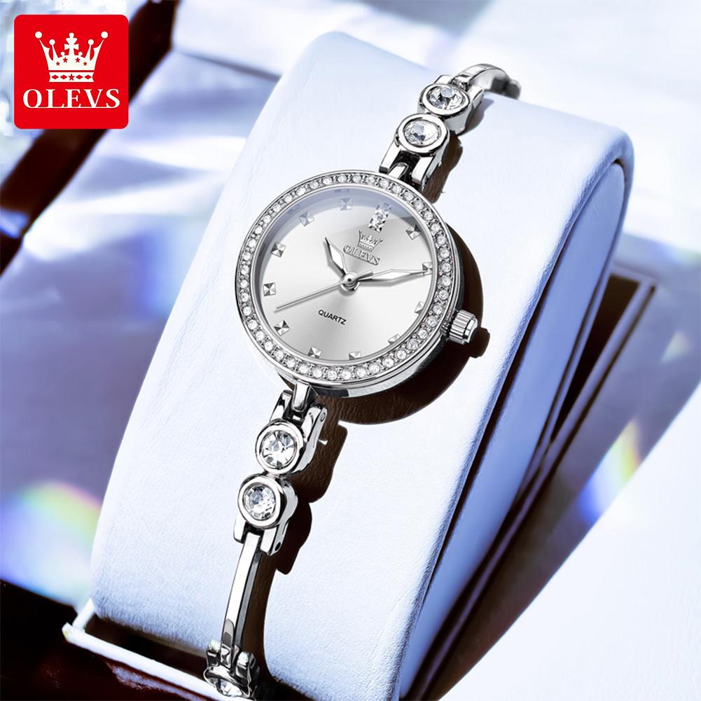 OLEVS Montres pour femmes Acier inoxydable Luxe Original Élégant Montre à quartz Étanche Montres lumineuses pour femme