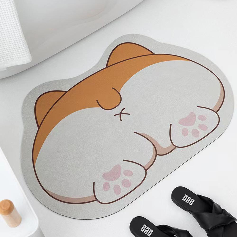 

Диатомитовый простой милый домашний туалетный мягкий коврик для двери с рисунком, впитывающий воду, нескользящий, моющийся коврик для ног 40X60CM