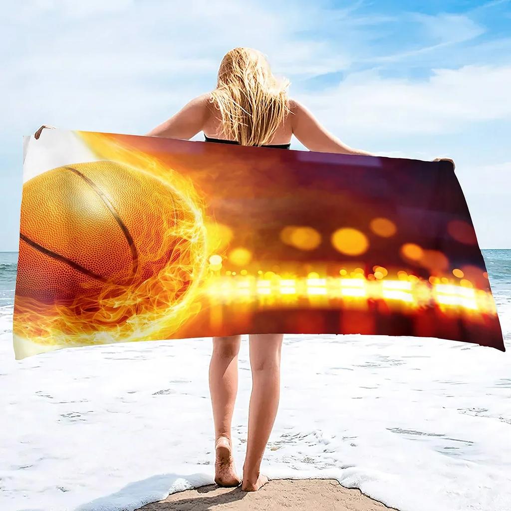 Basketball Large Beach Towel,Soft and Quick Dry Oversized Bath Soft Microfiber for Sports Girls Teens Adults Men