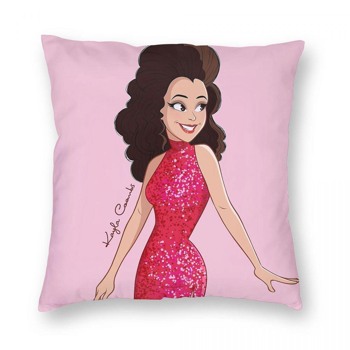 The Nanny Fran Fine Red Gown Pillowcase Polyester Linen Velvet Pattern Zip Decorative Pillow Case Sofa Cushion Case Peach skin 18*18(CM)-1Pcs