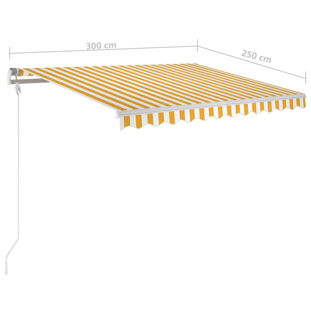 Automatic Awning with LED Lights and Wind Sensor 300x250 cm Yellow White