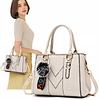 Women's White Elegant Formal Handbag, Spacious Shoulder Bag, Leather