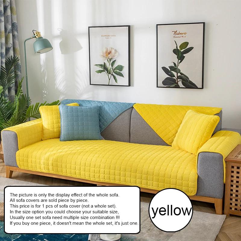 Corduroy Sofa Cover Mat Solid Color Thick Plush Sofa Towel Universal Non-Slip Corner Sofa Cushion Armrest  Home Decoration Cover