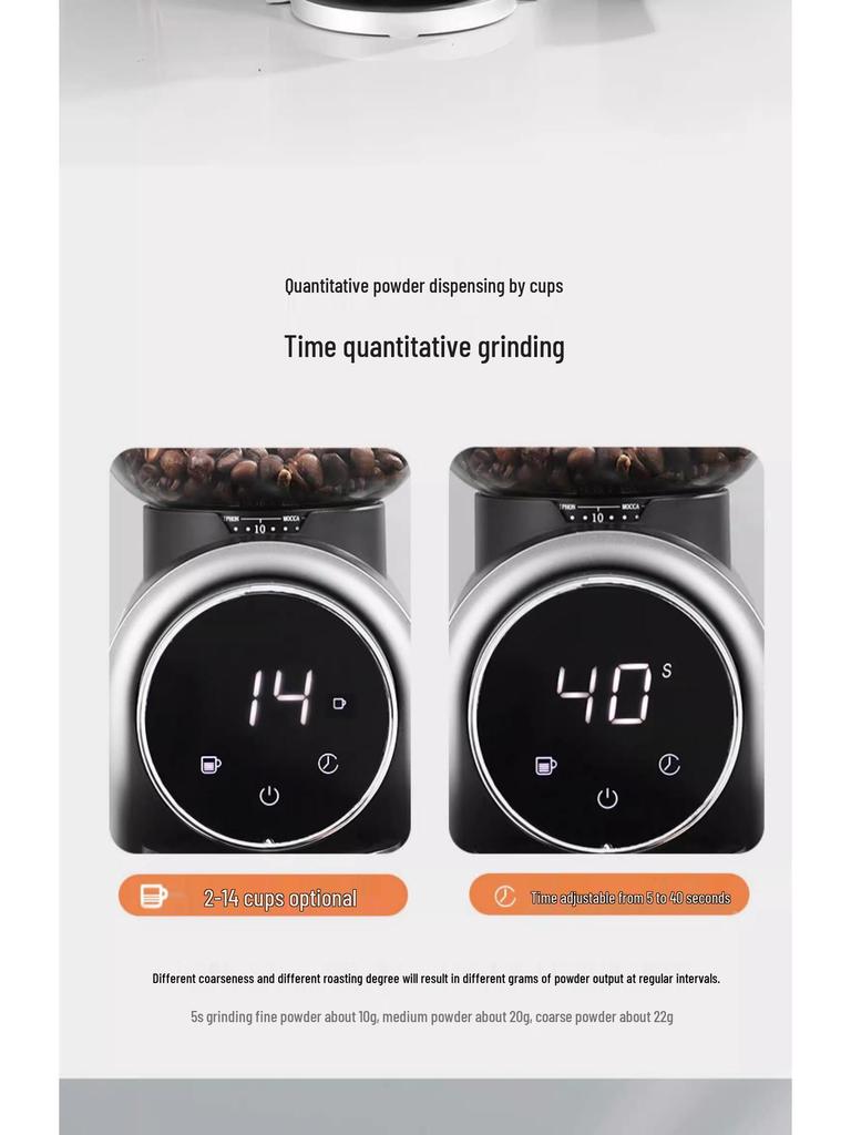 Adjustable Scale Electric Coffee Grinder with Steel Core for Italian Style and Hand Drip Brewing