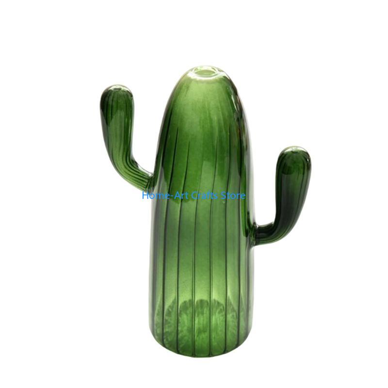Y3NA Cactus Shaped Flower Vase Glass Pen Bottle Flower Arrangement Home Decorations