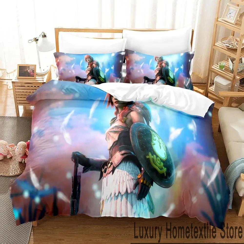 3D Print Anime Game FINAL FANTASY XIII-2 Bedding Set Boys Girls Twin Queen King Size Duvet Cover Pillowcase Bed Boys Adult