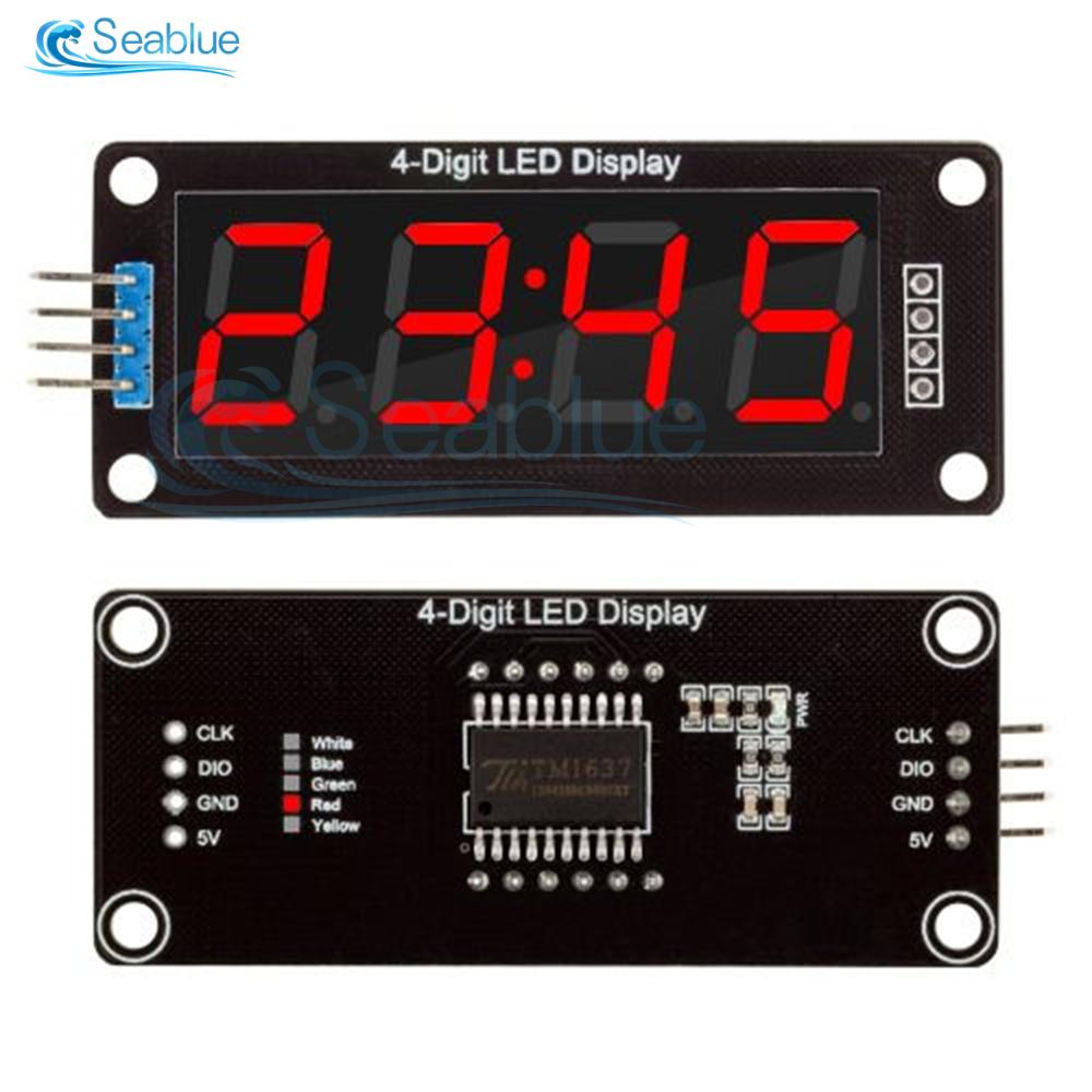0.56 Inch 0.56" 4-Digit Digital Display Tube Decimal 7 Segments TM1637 LED Module Board for Arduino Red Green Yellow Blue White
