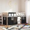 VidaXL Bunk Bed with Curtains White/black 90x200 Cm Solid Pine Wood, Bed, Bed Frame, Low Bunk Bed, Furniture of 3283928