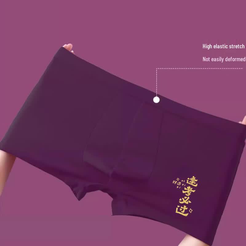 Langsha Men's Purple Cotton Exam Success Boxer Briefs