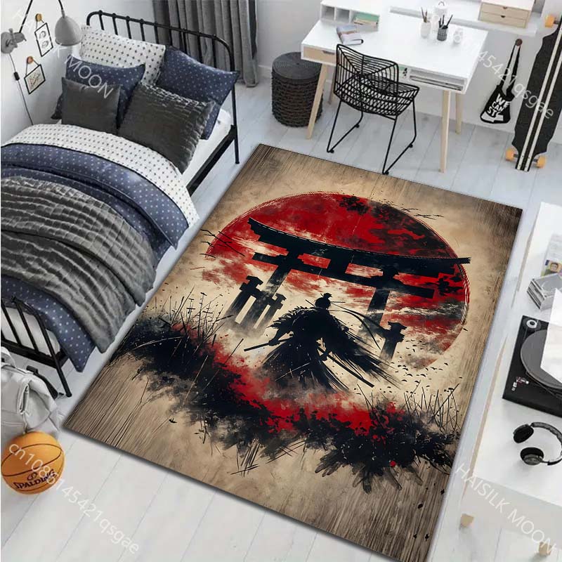 NEW Japanese Bushido Printed Carpet for Living Room Bedroom Sofa Home Decoration Non-slip Floor Mat Modern Carpet Large Size