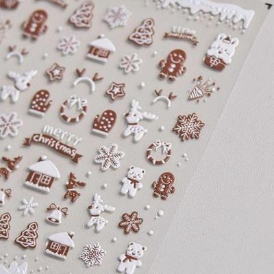 Xiaohongshu Holiday Nail Art Stickers - Snowflakes, Gingerbread Men, & Winter House Designs