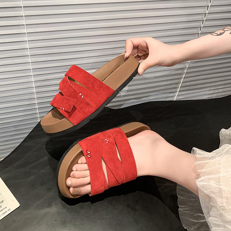 Fashion 2025 Summer New Women's Slip-On Sandals Thick Heel Heightening Casual Versatile Comfortable Beach Cool Slippers Rubber Bottom