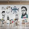 Man Salon Wall Paper 3d Retro Barber Shop Wall Murals Hair Salon Background Wallpaper 3d Industrial Decor