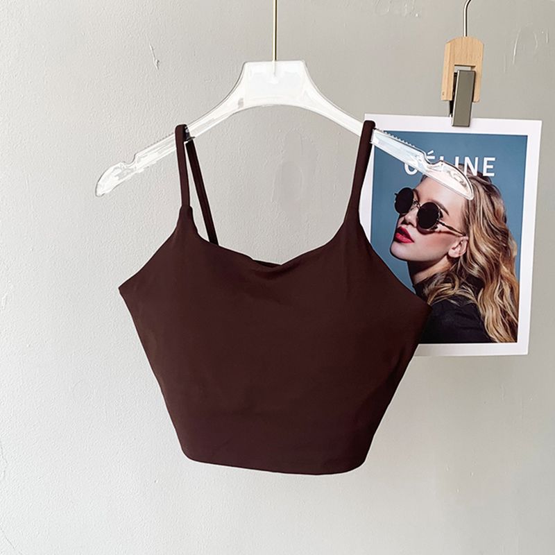 Lu Same Sports Vest Female Outwear Semi-Fixed One-Piece Cup Bubble Wrap Push up Sports Bra Workout Yoga Vest
