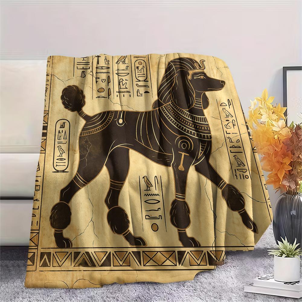 Ancient Egyptian Mural Animal Print Flannel Blanket,High Quality Comfortable for All Seasons,Home Decor,Warmth and Comfort,Perfect for Christmas Gifts
