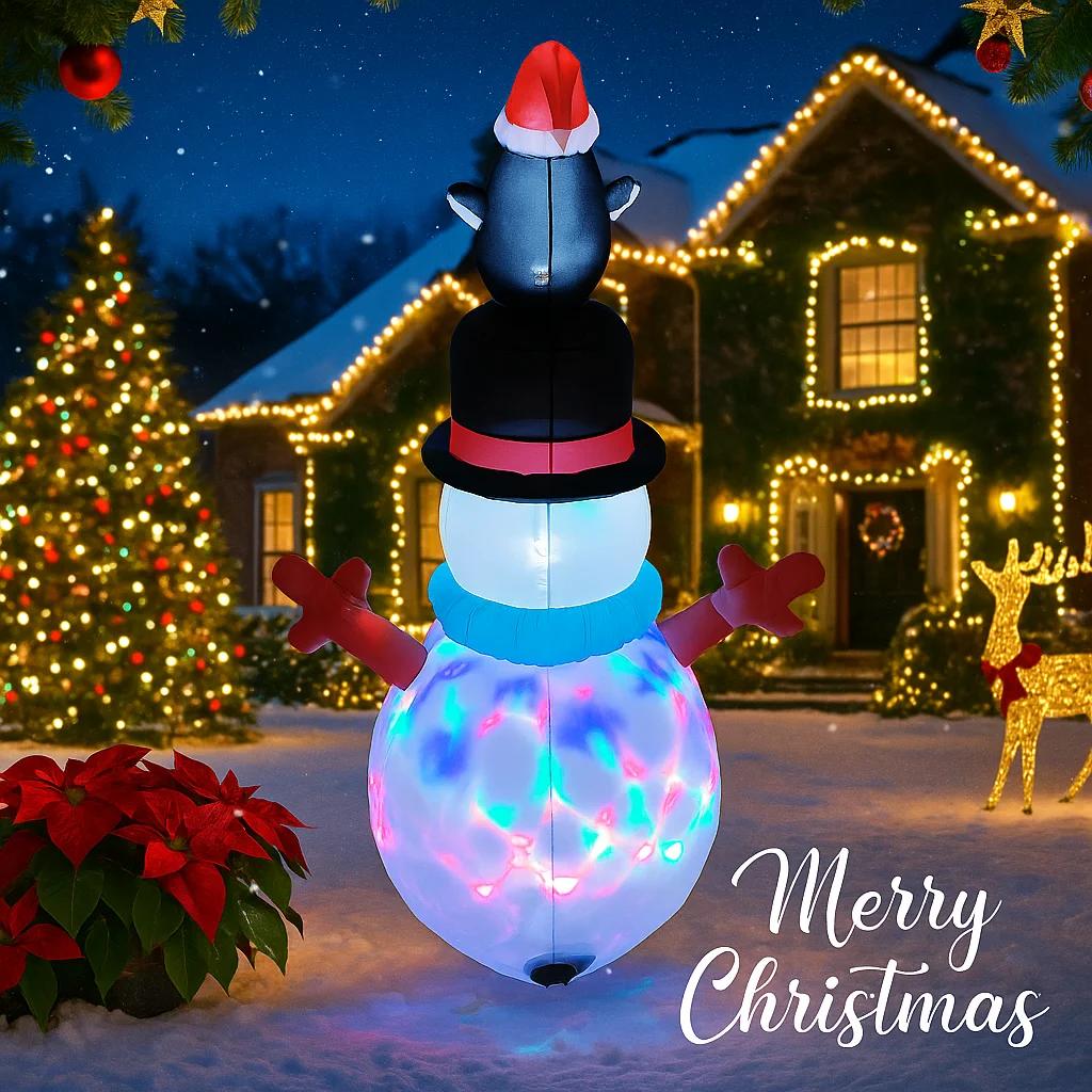 4.92FT Inflatable Toy Snowman Penguins Xmas Decoration for Yard LED Lights Christmas Supplies Home Decor Ornaments Holiday Gifts