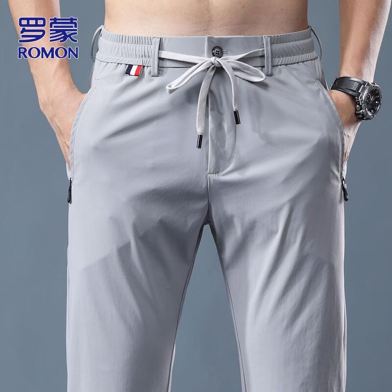 

ROMON Men s Loose Fit Straight-Leg Ice Silk Casual Pants 29