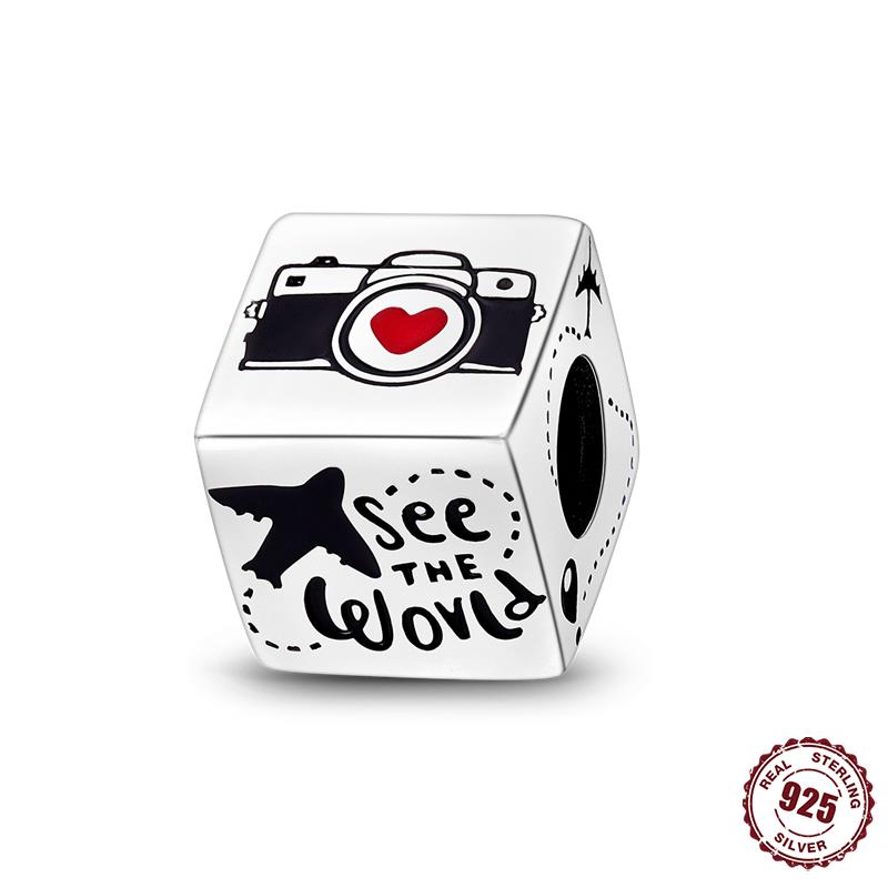 Panpoki 33 Style Copper Charms Travel Series Pendant Beads Fit Fine Bracelets & Bangles Diy Women Jewelry