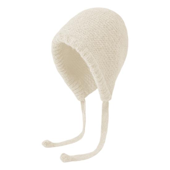 Chapéu Feminino Outono Inverno Gorro Quente Japonês Malha Chapéu Boné de Pelo À Prova de Vento Grosso Proteção de Orelhas Gravata Pulôver Gorro Bonnet