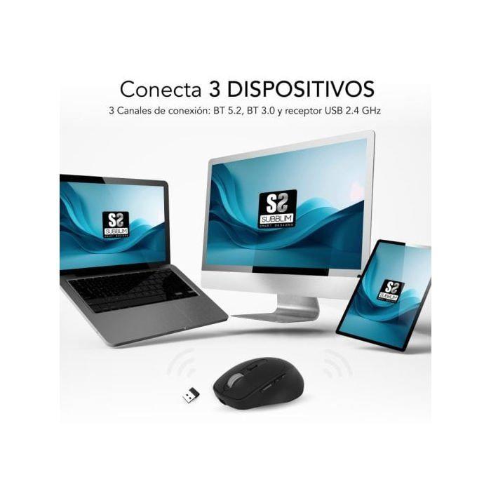 Souris d'ordinateur - SUBBLIM - Comfort Ergo Dual - Noir - Silent Click - Batterie rechargeable