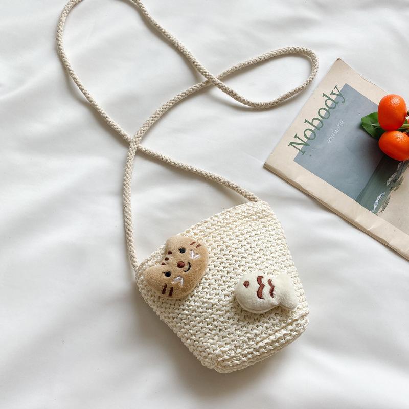 Sacs pour enfants, sacs en paille, sacs de vacances à fleurs, nouveaux sacs messagers seau de plage mode tendance pour filles