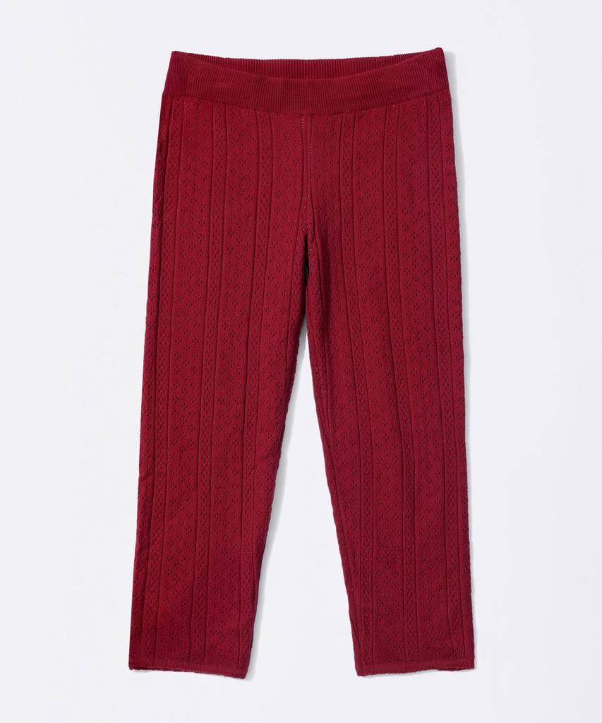SCULPTOR Eyelet Knit Capri Pants Red