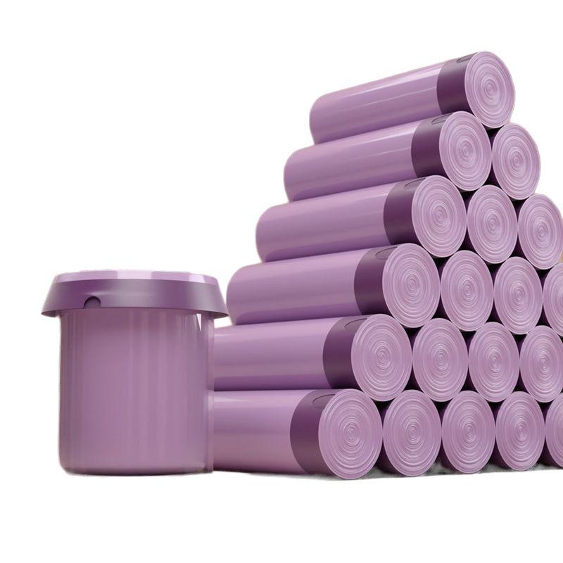 Purple Thickened Drawstring Trash Bags - Oil-Proof, Disposable, for Kitchen & Dorm Use