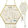 Jetec 2 Pcs Earring Wall Holder Wall Mounted Earring Organizer Hanging Jewelry Stand Decorative Diamond Grid Shape Display Rack with Hooks for