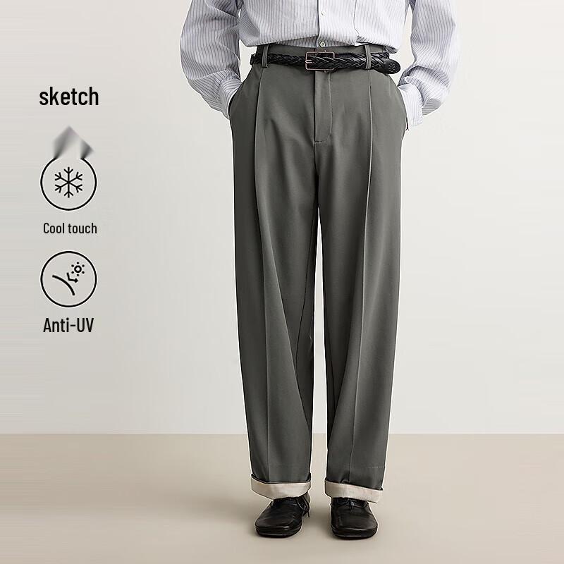 

CROQUIS Men s 2025 Summer Knitted Loose Straight Casual Pants L