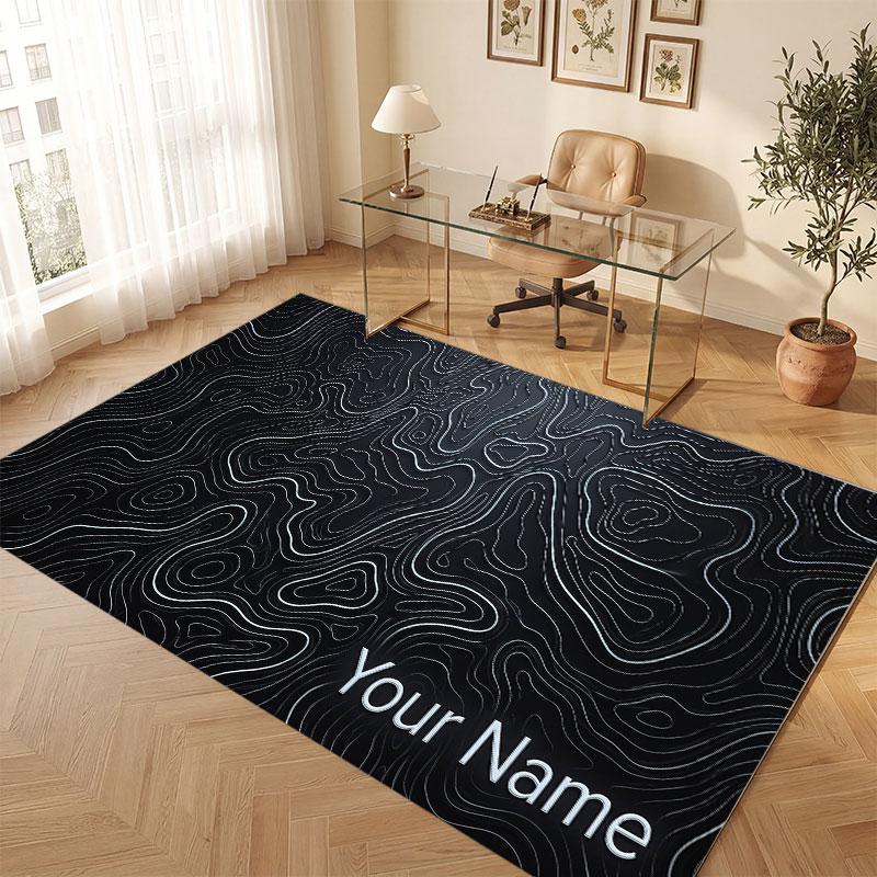 Abstract Personalized Theme Crystal Velvet Floor Rug Personalized Custom Name Text Warm Carpet Home Decoration