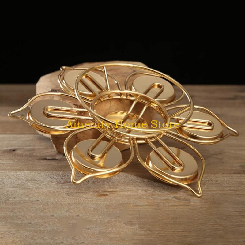F26C Butter Lamp Holder Pure Copper Candlestick Candle Holder Seven Star Lamp Holder Lotus Buddha Lamp Base