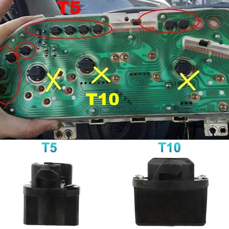 10pcs Lamp Holder T5/T10 LED Twist Lock Socket 12V Car Dashboard Instrument Panel Cluster Bulb Base Universal Lamp Base