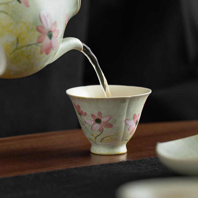 Hand-painted Gesang Flower Ceramic Teacup