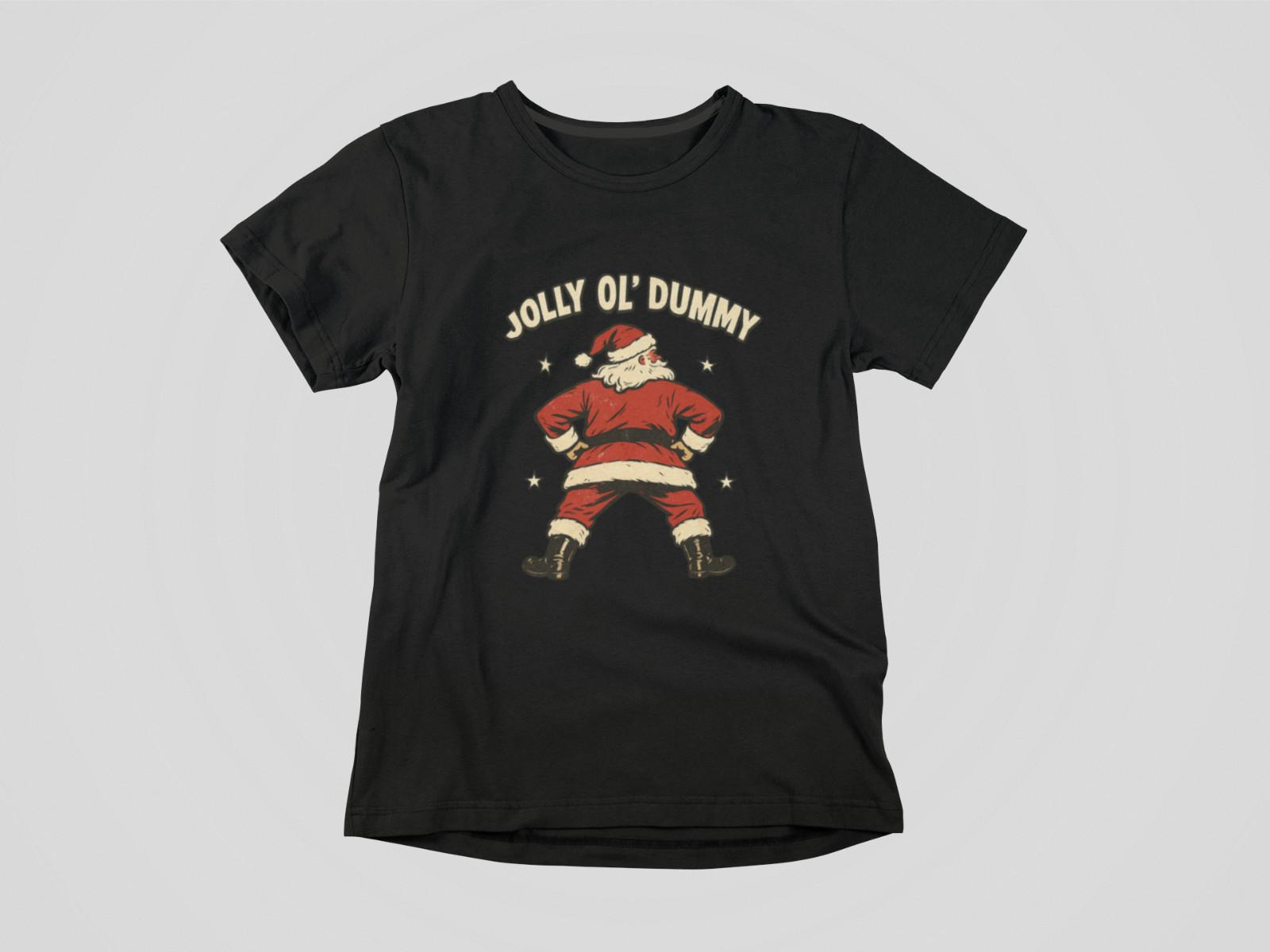 Jolly Ol’ Dummy Funny Santa T-Shirt Retro Christmas Graphic Tee Holiday Humor S