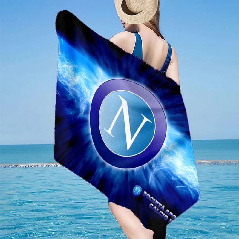 1 Stück Elektrisch Blaues Napoli Logo Strandtuch - Weiche, Saugfähige Mikrofaser, Leicht, Ideal für den Strand, Partys, Reisen, Camping Fan-Geschenke