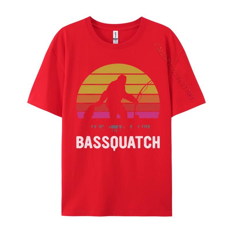 Bassquatch Bigfoot Sasquatch Fishing Tshirt Men Vintage Tshirts Anime Printed Tee Shirts Male Plus Size Black S