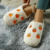Halloween Pumpkin Cartoon Winter Slippers for Couples - Cozy Cotton with Thick Non-Slip Soles for Men and Women