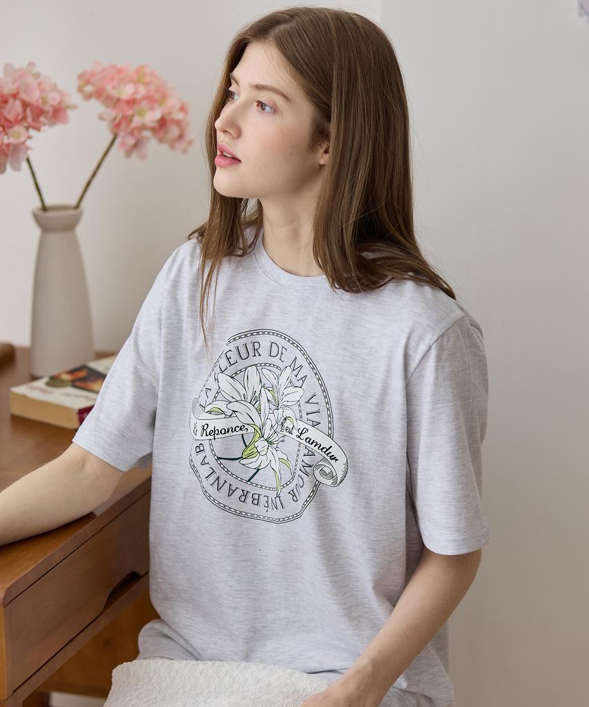 NONLOCAL Lily Print T-Shirt - Light Gray
