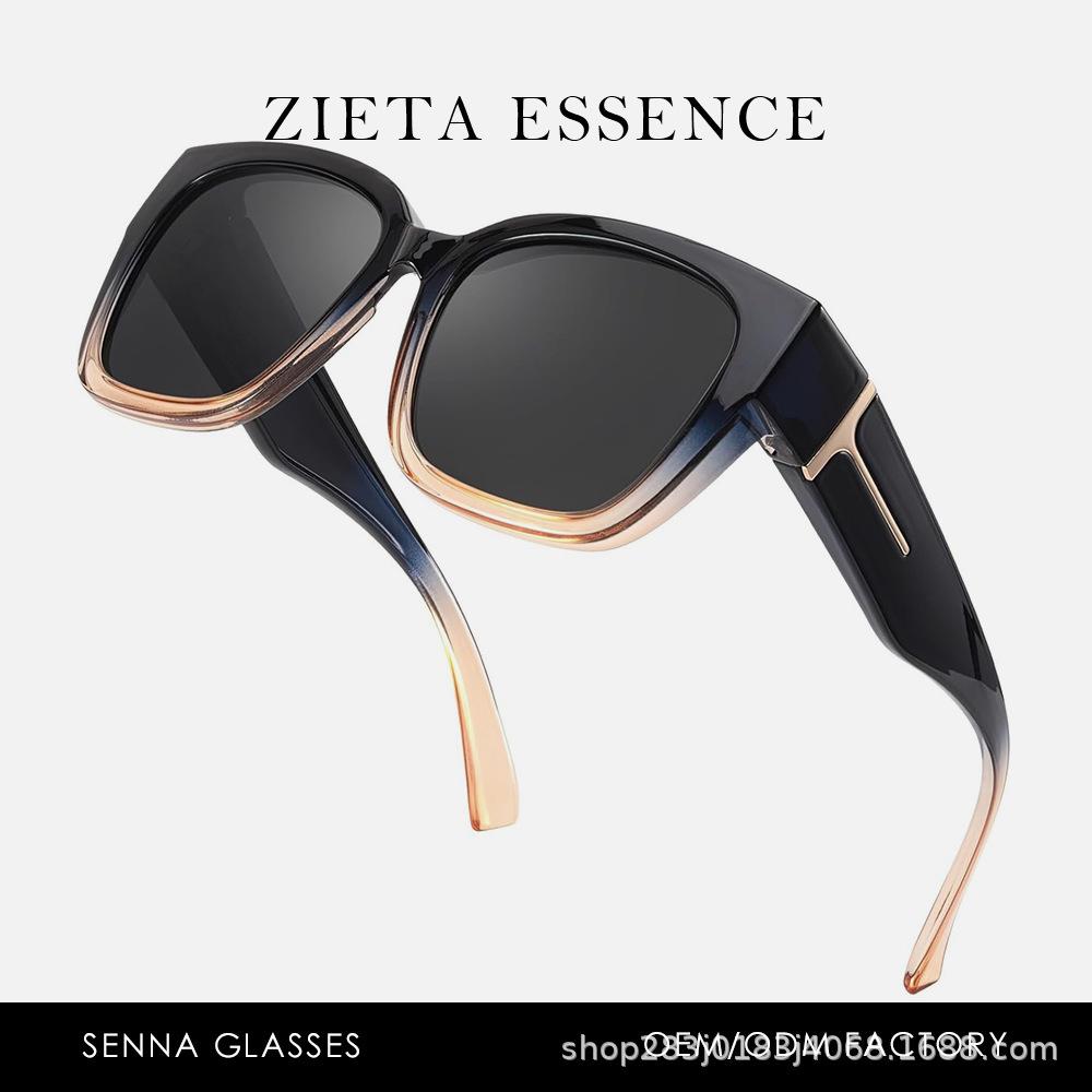 2025 Trendy Myopia Clip-on Gradientní Polarizované Sluneční Brýle – Velký Čtvercový Rám pro Ženy, Ideální pro Řízení a Cyklistiku.