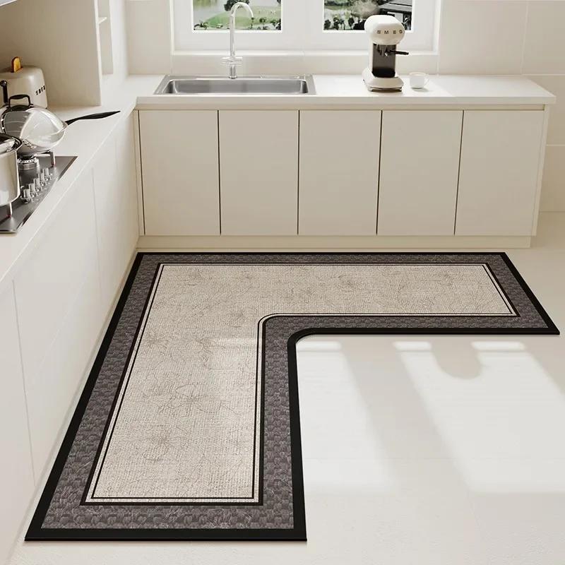 Kobercový koberec ve tvaru L do kuchyně Absorpční protiskluzová podložka Minimalistický styl Dekorace domu Koberec Kočka Květina Absorpce oleje Otíratelný