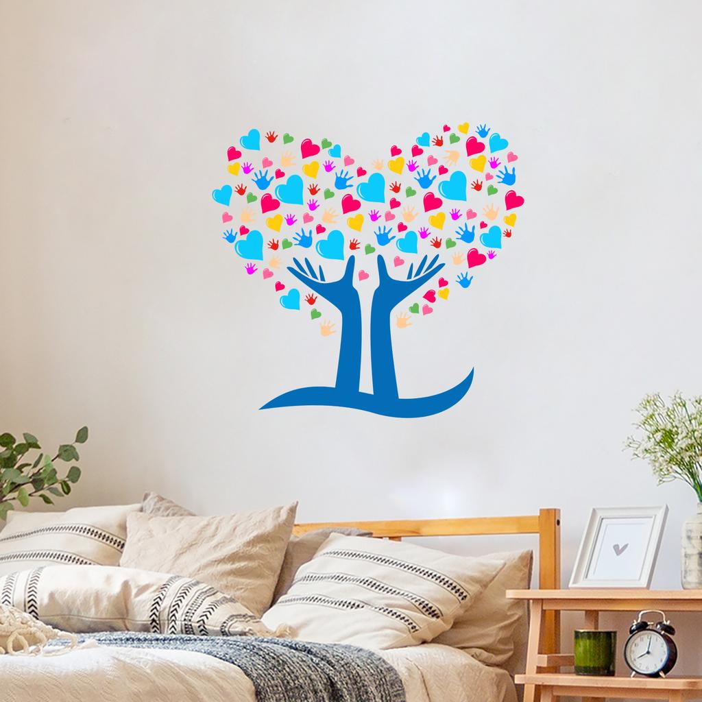Heart Tree Wall Sticker Cute Creative Self-Adhesive Removable for Kids Bedroom Nursery Home Decor