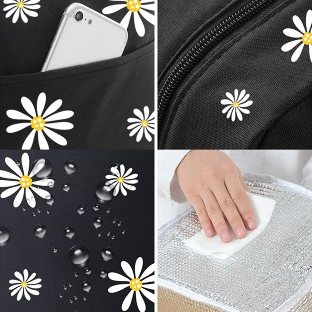 Men For Women Outdoor Oxford Cloth Picnic Pouch Daisy Lunch Bag Large Capacity Thermal Cooler Bag