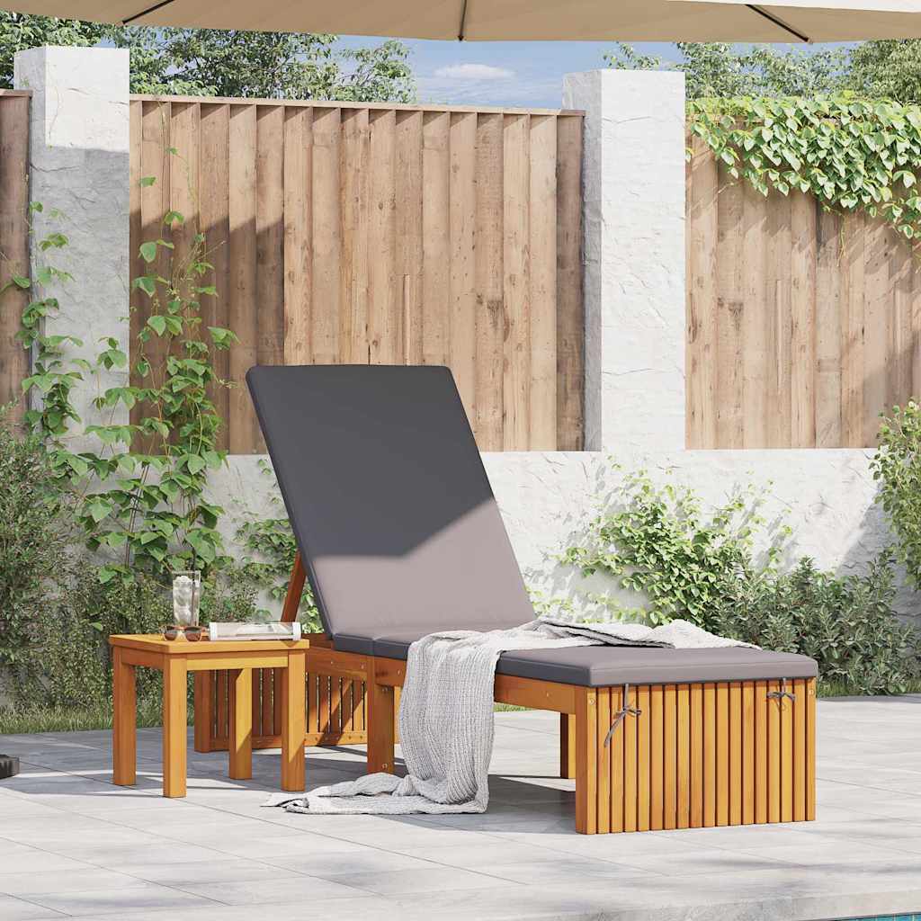 Sun Lounger Oil Natural Finish 200 X 55 X 94 Cm Solid Acacia Wood