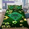 Borussia Monchengladbach Neon Soccer Ball Print 3‑Pieces Duvet Cover Set Football Club Fan Bedding Bedroom Home Decor Without Pillow Core Comforter