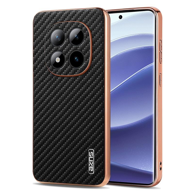 Luxury Skin Feel Carbon Fiber Pattern Electroplated Frame Phone Case for Redmi Note 15 14 Pro Plus 13 K80 K70 Shockproof Cover