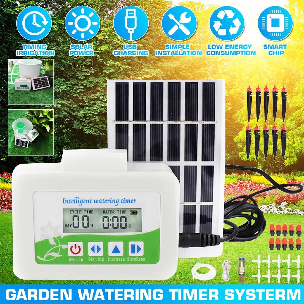 3W 2000 mAh PI67 Drip Irrigation Solar Irrigation System Outdoor Garden Automatic Watering Timer Solar Charging Device Plant Irrigation Nozzle