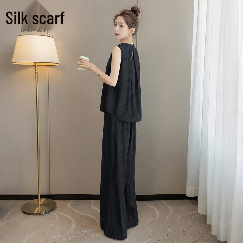 Siboshe 2026 Summer Women s Sleeveless Top & Wide-Leg Pants Set S
