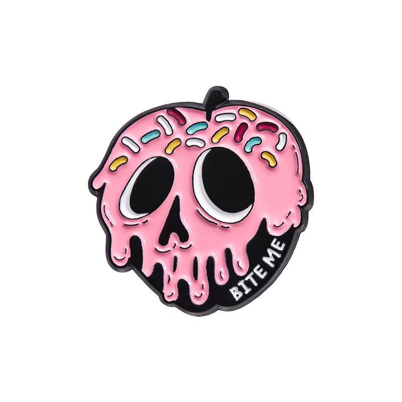 

Cartoon Pink Adorable Skull Mask Brooch With Heart Eyes Charming Alloy Pin For Personal Style QHXZ247